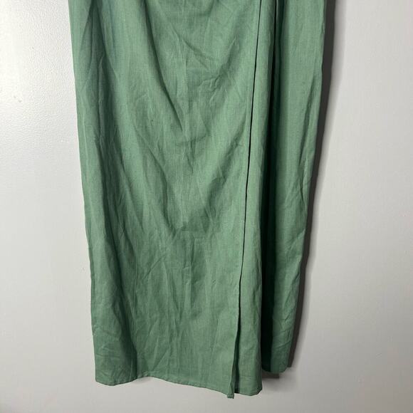 ASOS High Waisted Flax Blend Maxi Skirt High Slit Women’s 4 Green Bodycon Sexy - Picture 6 of 11